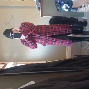Red Plaid Sweater coat size S